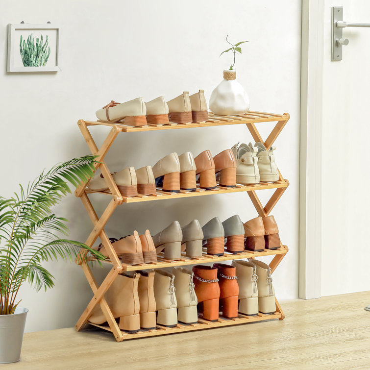 Folding wooden shoe online rack